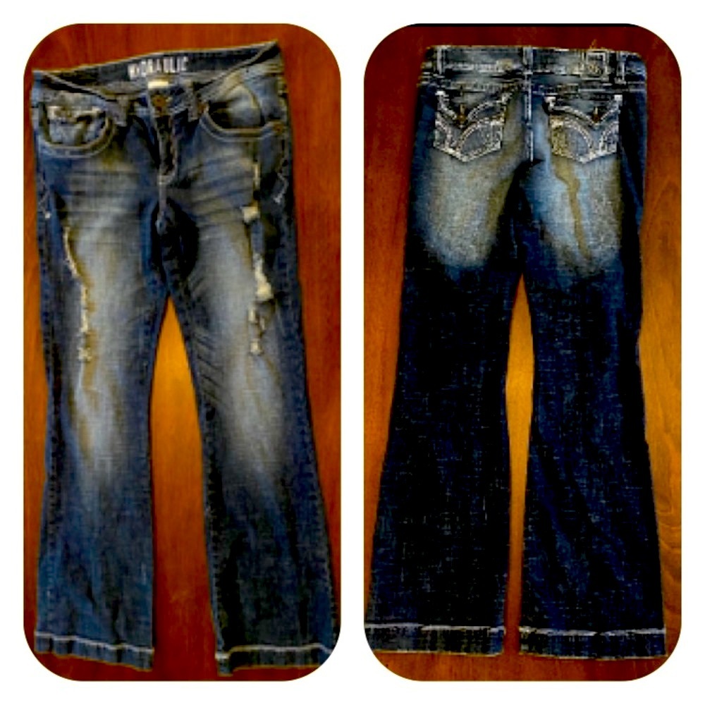Hydraulic white washed/ripped/boot cut blue jeans